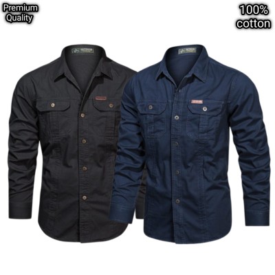 2 pcs dabol poket cotton wash shirt
