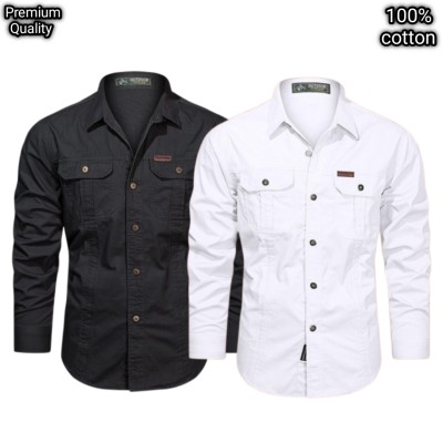 2 pcs dabol poket cotton wash shirt