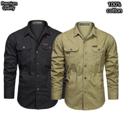 2 pcs dabol poket cotton wash shirt