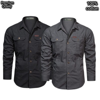 2 pcs dabol poket cotton wash shirt