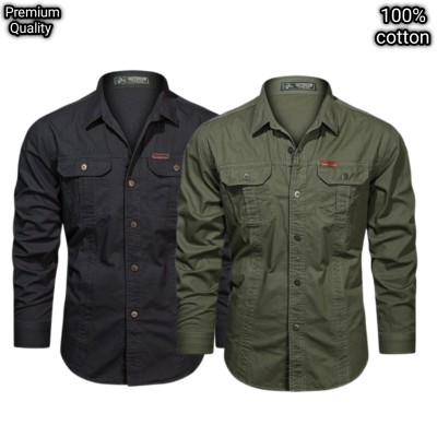 2 pcs dabol poket cotton wash shirt