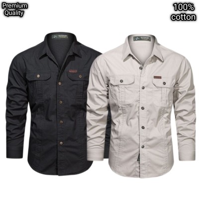 2 pcs dabol poket cotton wash shirt