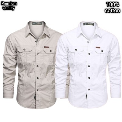 2 pcs dabol poket cotton wash shirt