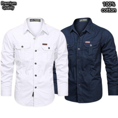 2 pcs dabol poket cotton wash shirt