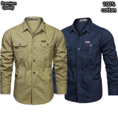2 pcs dabol poket cotton wash shirt