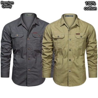2 pcs dabol poket cotton wash shirt