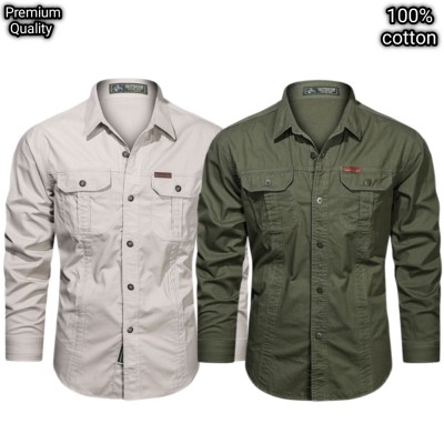 2 pcs dabol poket cotton wash shirt
