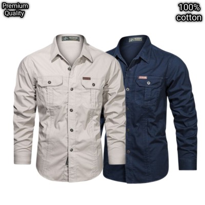2 pcs dabol poket cotton wash shirt