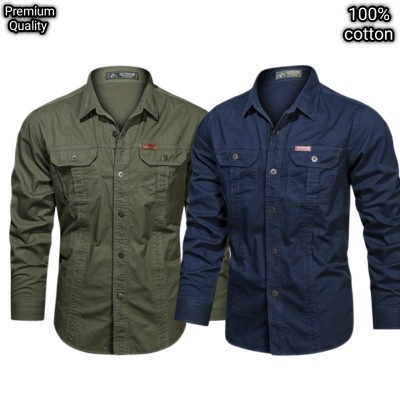 2 pcs dabol poket cotton wash shirt