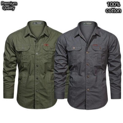 2 pcs dabol poket cotton wash shirt