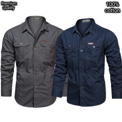 2 pcs dabol poket cotton wash shirt