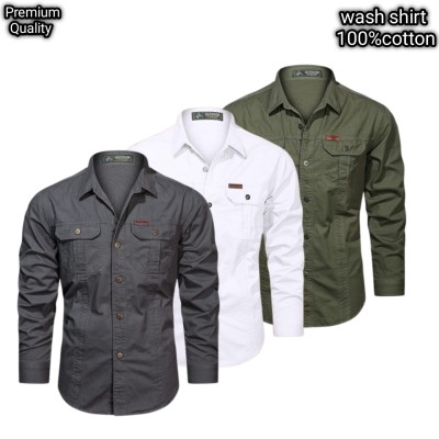 3 pcs dabol poket cotton wash shirt