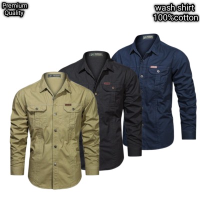 3 pcs dabol poket cotton wash shirt