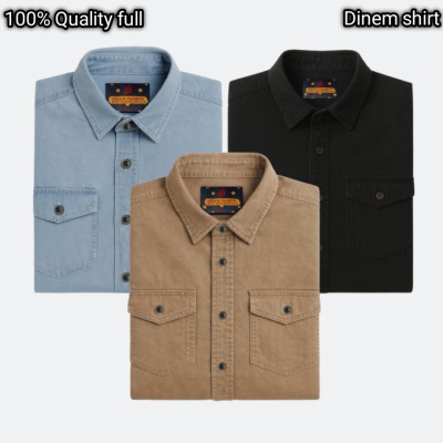 3 pcs Export Quality Double poket Denim shirt
