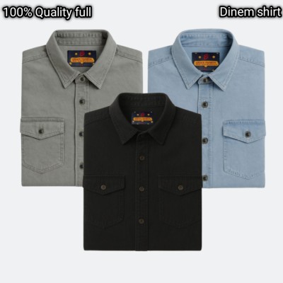 3 pcs Export Quality Double poket Denim shirt