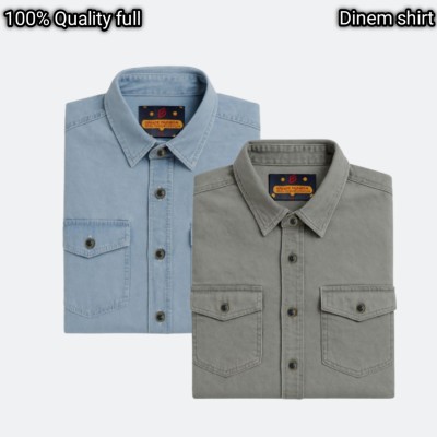 2 pcs Export Quality Double poket Denim shirt