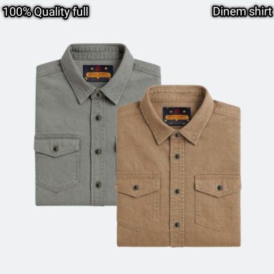 2 pcs Export Quality Double poket Denim shirt