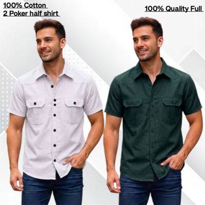 2pcs Cotton 2 poket half shirt
