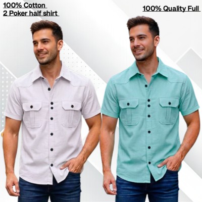 2pcs Cotton 2 poket half shirt
