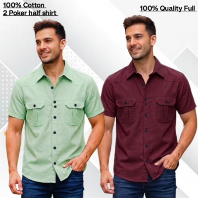 2pcs Cotton 2 poket half shirt