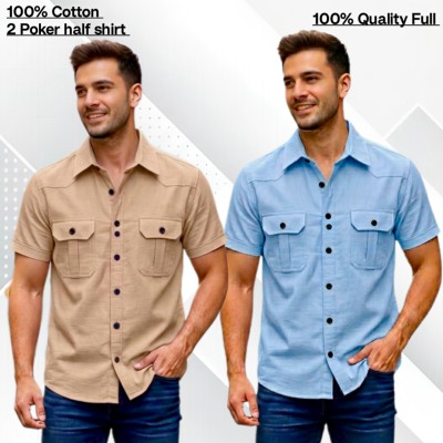 2pcs Cotton 2 poket half shirt
