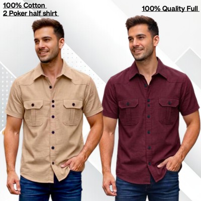 2pcs Cotton 2 poket half shirt