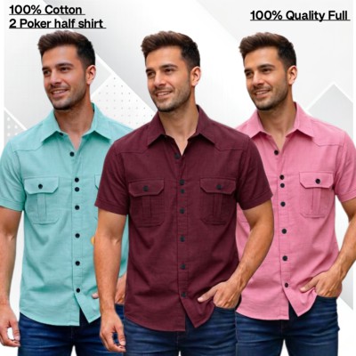 3pcs Cotton 2 poket half shirt