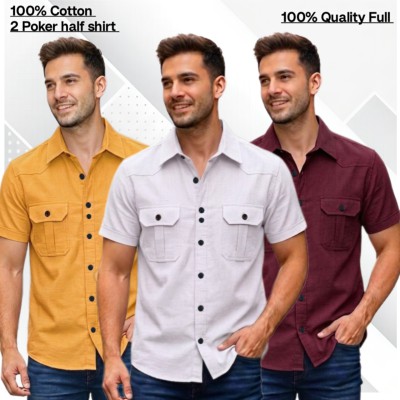 3pcs Cotton 2 poket half shirt