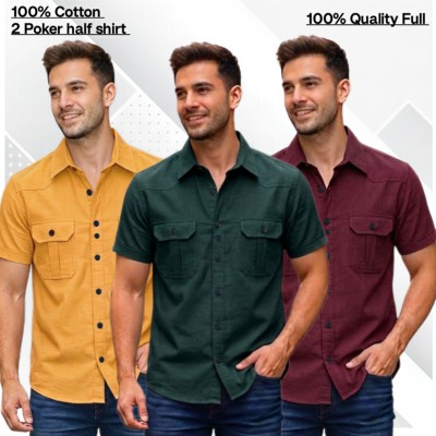 3pcs Cotton 2 poket half shirt