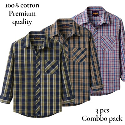 premium  cotton check shirt 3 pcs