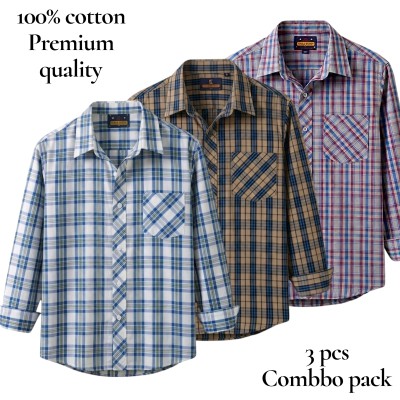 premium  cotton check shirt 3 pcs