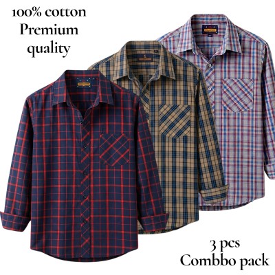 premium  cotton check shirt 3 pcs