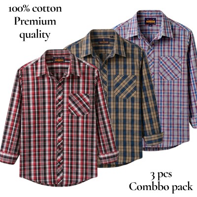 premium  cotton check shirt 3 pcs