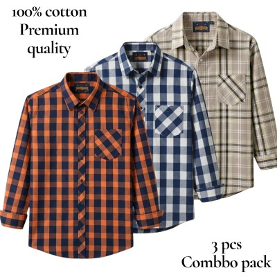 premium  cotton check shirt 3 pcs