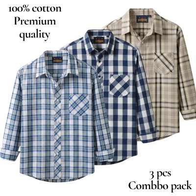 premium  cotton check shirt 3 pcs