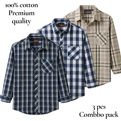 premium  cotton check shirt 3 pcs
