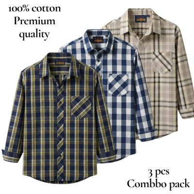 premium  cotton check shirt 3 pcs