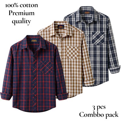 premium  cotton check shirt 3 pcs