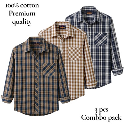 premium  cotton check shirt 3 pcs