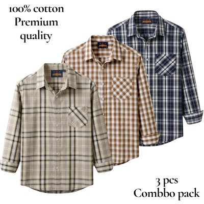 premium  cotton check shirt 3 pcs
