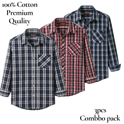 premium  cotton check shirt 3 pcs
