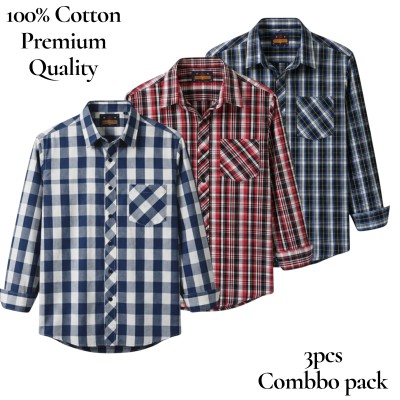 premium  cotton check shirt 3 pcs