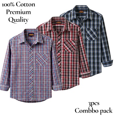 premium  cotton check shirt 3 pcs