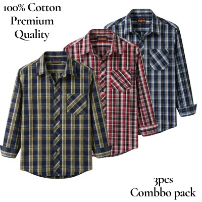 premium  cotton check shirt 3 pcs