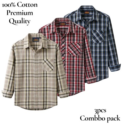 premium  cotton check shirt 3 pcs