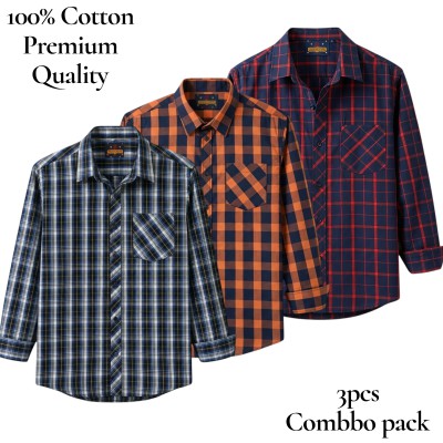 premium  cotton check shirt 3 pcs