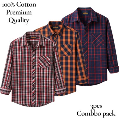 premium  cotton check shirt 3 pcs