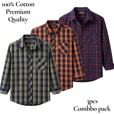 premium  cotton check shirt 3 pcs