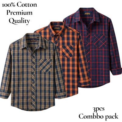 premium  cotton check shirt 3 pcs