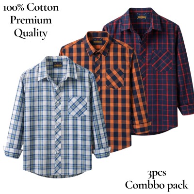 premium  cotton check shirt 3 pcs